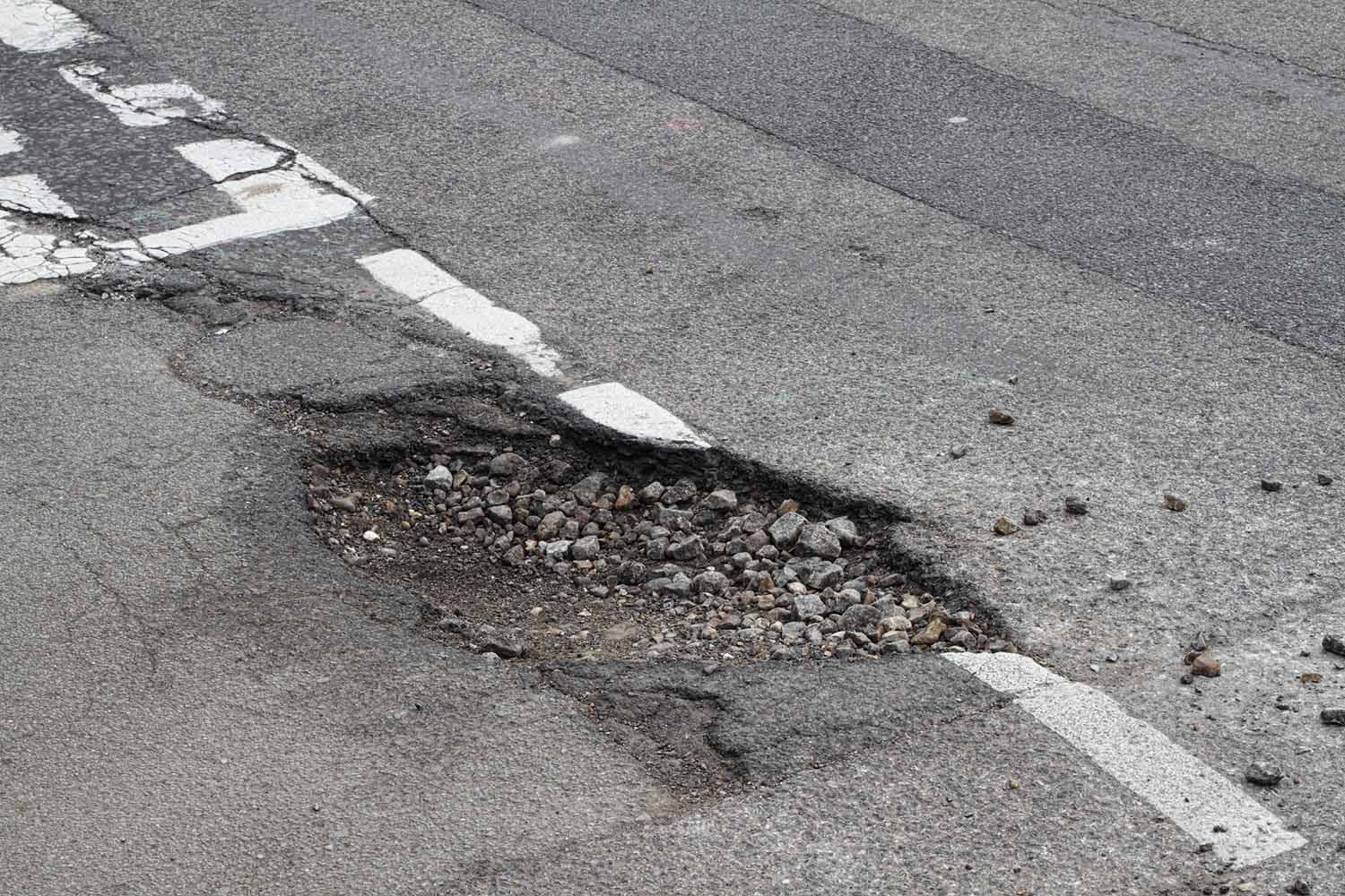 pot hole in a road